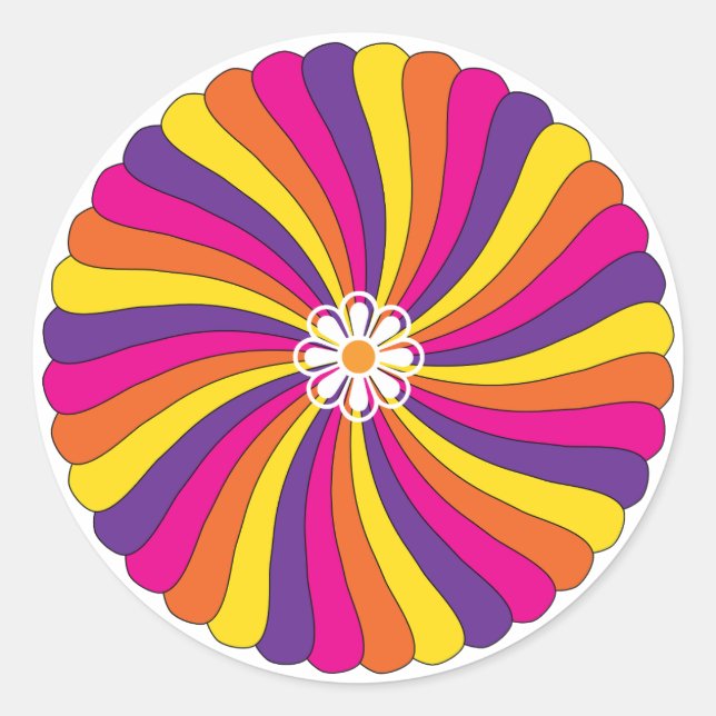 Sticker Rond Soeurs rétro Fleur vive (Devant)