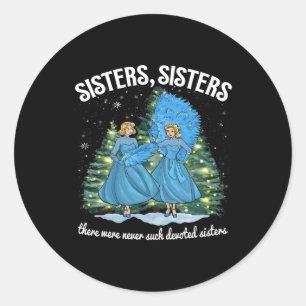 Sticker Rond Soeurs White Christmas Movie 1954 Xmas Snow Holid
