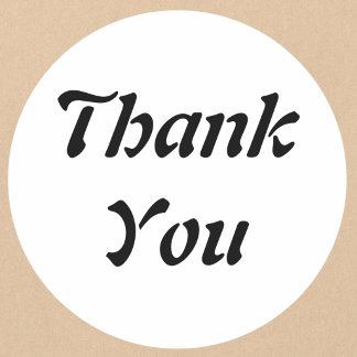Sticker Rond Soft Elegant Calligraphy Thank You