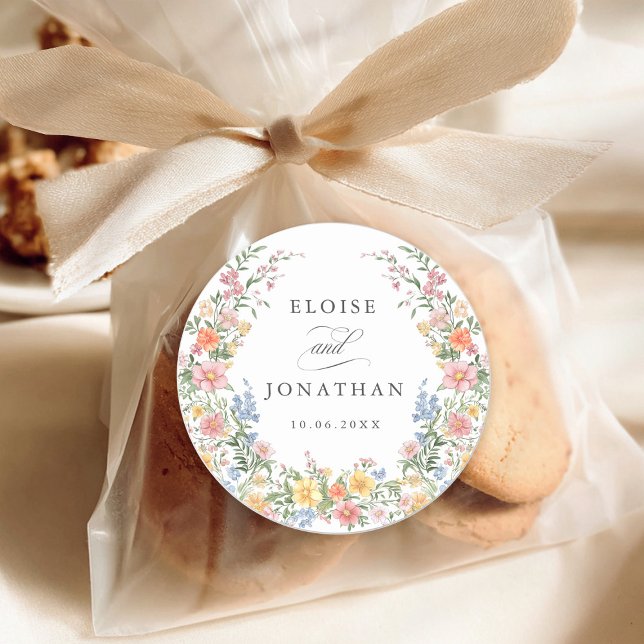 Sticker Rond Soft Pastel Ornate Spring Garden Floral Mariage (Soft Pastel Ornate Spring Garden Floral Wedding Classic Round favor bag Sticker)
