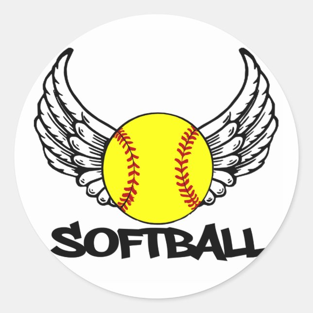 Sticker Rond Softball avec ailes (Devant)