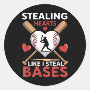 Sticker Rond Softball Baseball Voler Coeurs Comme Je Voler Bas