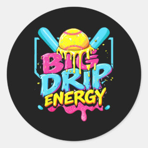 Sticker Rond Softball Big Drip Energy Girls Ice Cream Driam