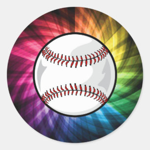 Sticker Rond Softball coloré ; Baseball