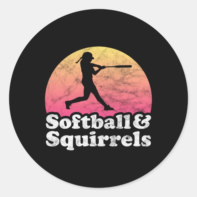 Sticker Rond Softball Et Écureuils Ou Écureuil (Devant)