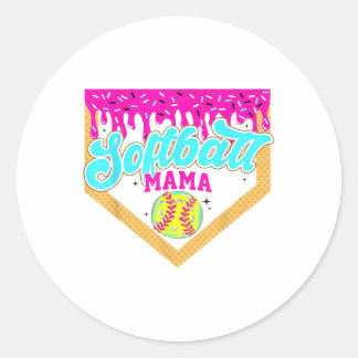 Sticker Rond Softball Mama Driam Cream Jeu Jour Sof