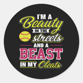 Sticker Rond Softball Pour Les Joueurs De Softball