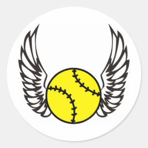 Sticker Rond softball Wings