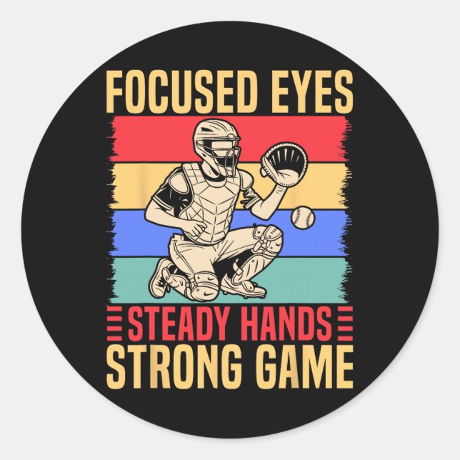 Sticker Rond Softll Catcher Focused Eyes Steady Hands Softll Mo (Devant)