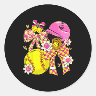 Sticker Rond Softll Girl Girls Team Spirit Coquette Bow Softll 