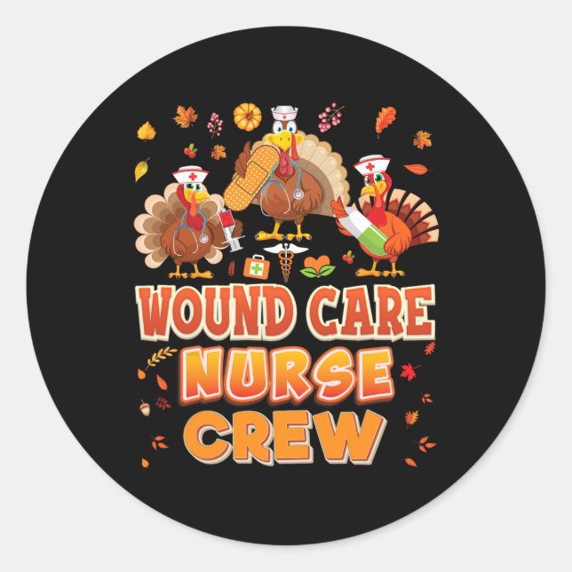 Sticker Rond Soins de blessures équipage Turquie Thanksgiving G (Devant)
