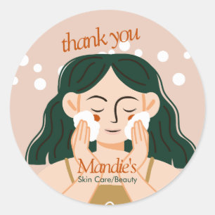 Sticker Rond Soins de la peau Esthétique Salon d'affaires Merci