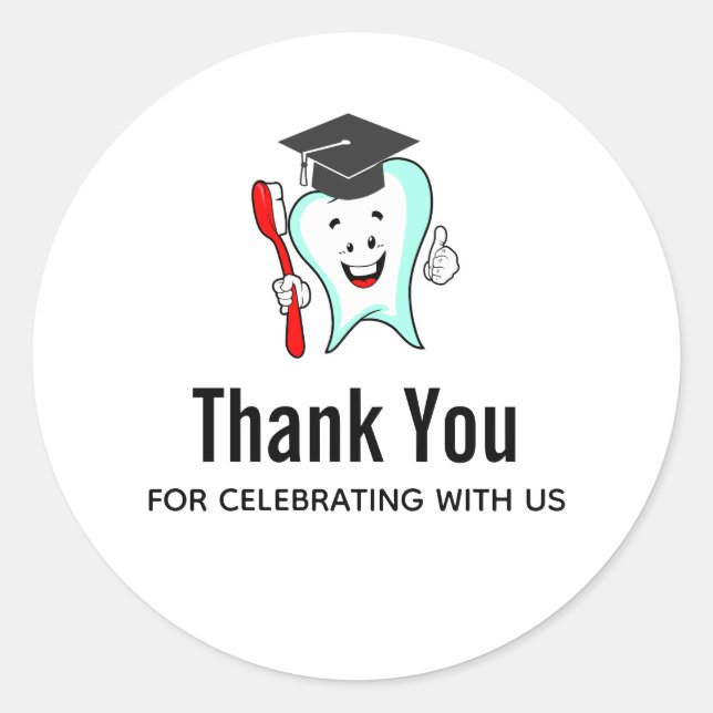 Sticker Rond Soins dentaires Bon Merci de diplôme de dentition (Devant)