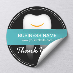 Sticker Rond Soins dentaires Sourire Merci d'affaires des dents