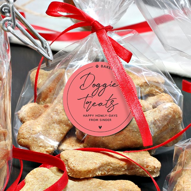 Sticker Rond Soins Doggie Fabriqués Maison Modernes (Modern Homemade Doggie Treats Classic Round Sticker)