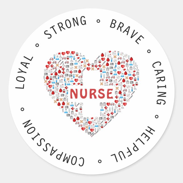 Sticker Rond Soins infirmiers semaine médecin évaluation cardia (Devant)