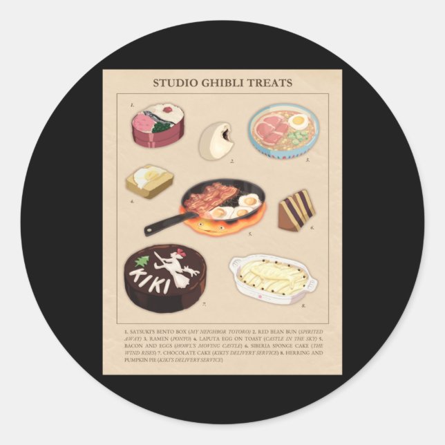Sticker Rond Soins Magiques Nourriture Du Studio Ghibli Films S (Devant)