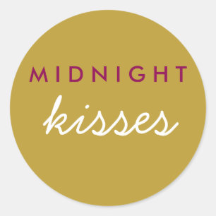 Sticker Rond Soirée Baisers Soirée de Mariage Magenta Gold