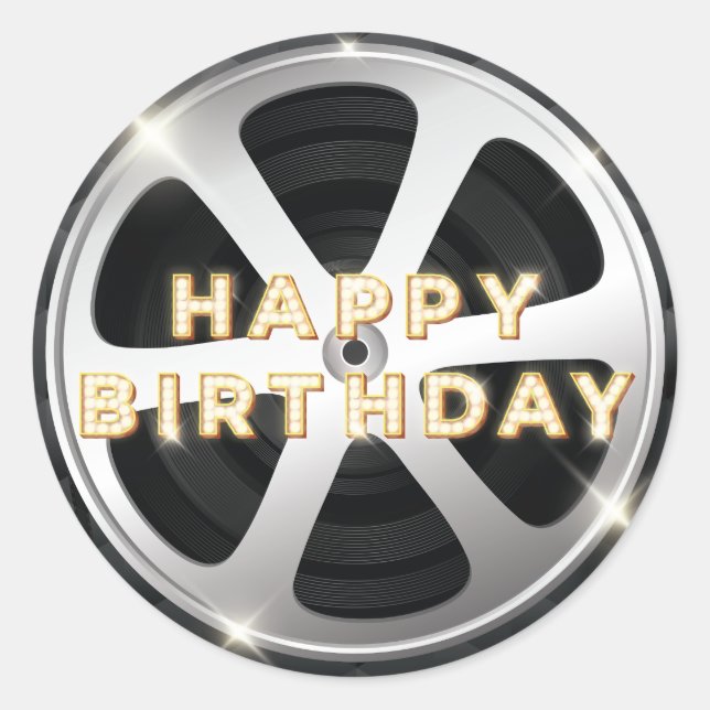 Sticker Rond Soirée cinéma Luxe Joyeux anniversaire (Devant)