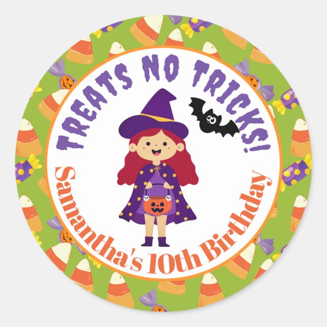 Sticker Rond Soirée Costume d'Halloween pour les petits (Devant)