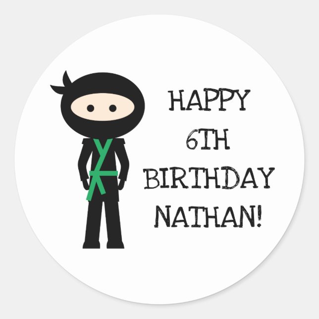 Sticker Rond Soirée d'anniversaire Cute Ninja en faveur autocol (Devant)