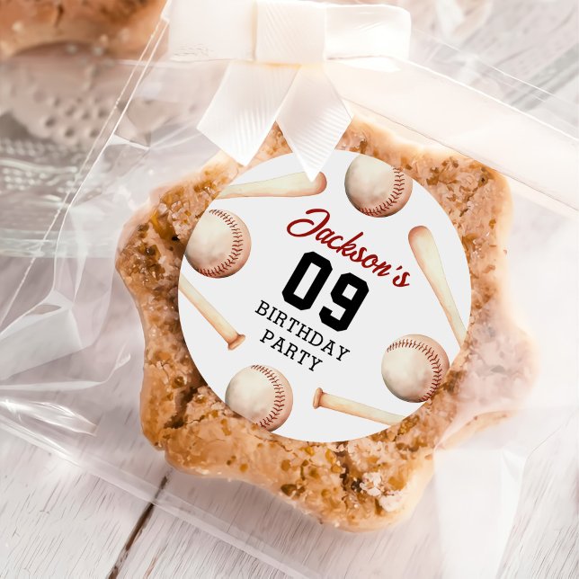 Sticker Rond Soirée d'anniversaire de baseball Boy (Créateur téléchargé)