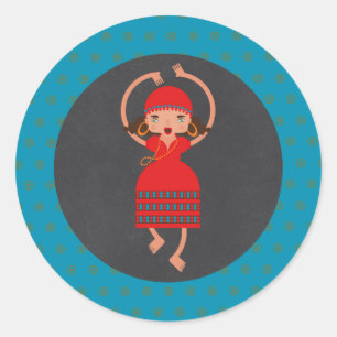 Sticker Rond Soirée d'anniversaire de la fille de danse gyspsy 