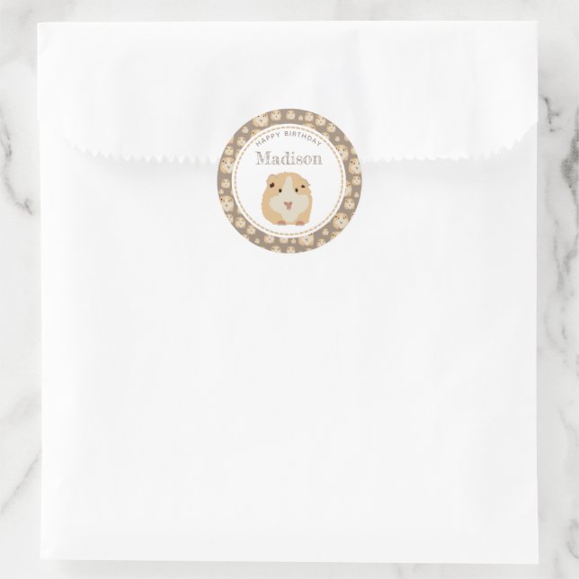 Sticker Rond Soirée d'anniversaire de Motif de hamster mand per (Sac)