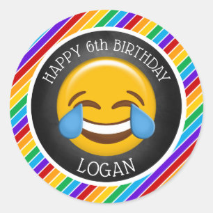 Sticker Rond Soirée d'anniversaire du mignon Emoji