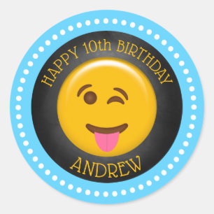 Sticker Rond Soirée d'anniversaire du mignon Emoji