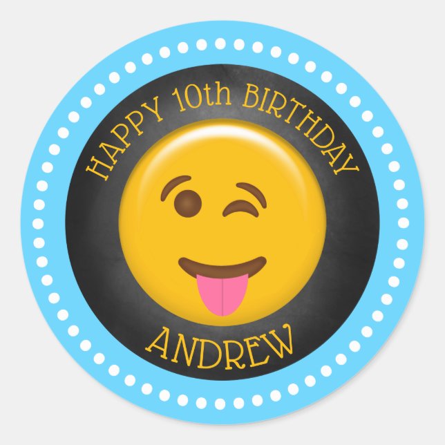 Sticker Rond Soirée d'anniversaire du mignon Emoji (Devant)