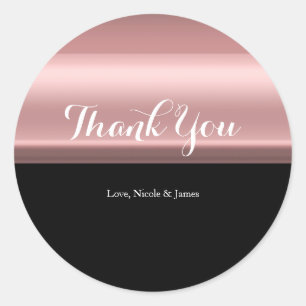 Sticker Rond Soirée d'anniversaire rose et noir élégant Mariage