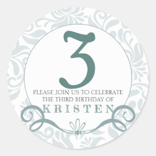 Sticker Rond Soirée d'anniversaire turquoise et élégante