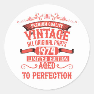 Sticker Rond Soirée de 50 ans vintage personnalisée