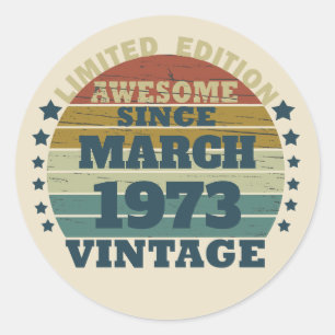 Sticker Rond Soirée de 50 ans vintage personnalisée