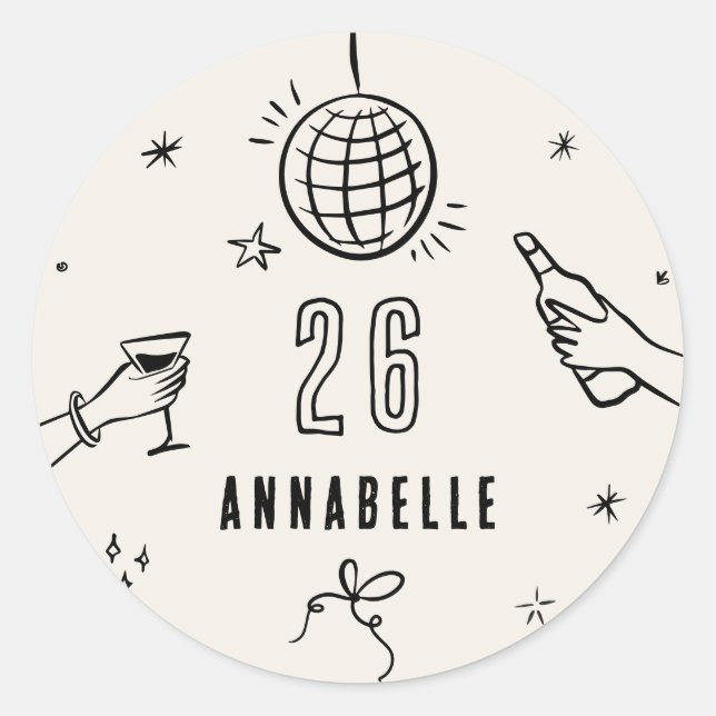 Sticker Rond soirée de dessin à la main fantaisie (Devant)