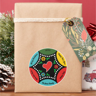 Sticker Rond Soirée de Noël et cadeaux portugais