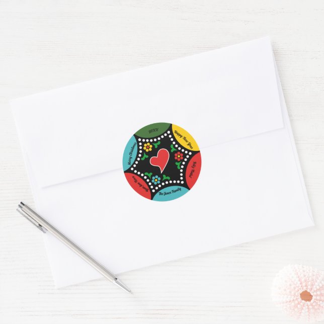 Sticker Rond Soirée de Noël et cadeaux portugais (Enveloppe)