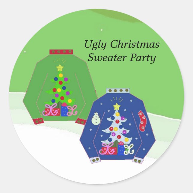 Sticker Rond Soirée de Noël moche (Devant)