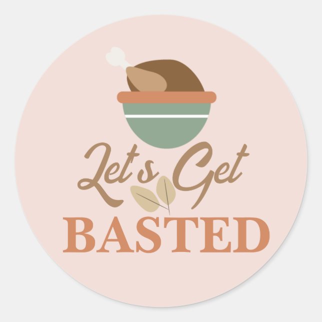 Sticker Rond Soirée de Thanksgiving Dinfions-nous à la Turquie (Devant)