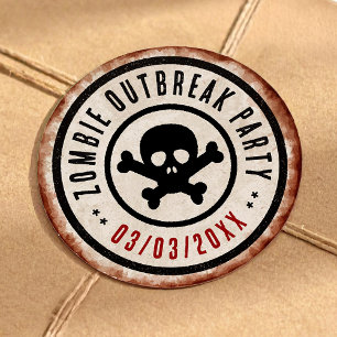 Sticker Rond Soirée d'épidémie de zombies avec crâne