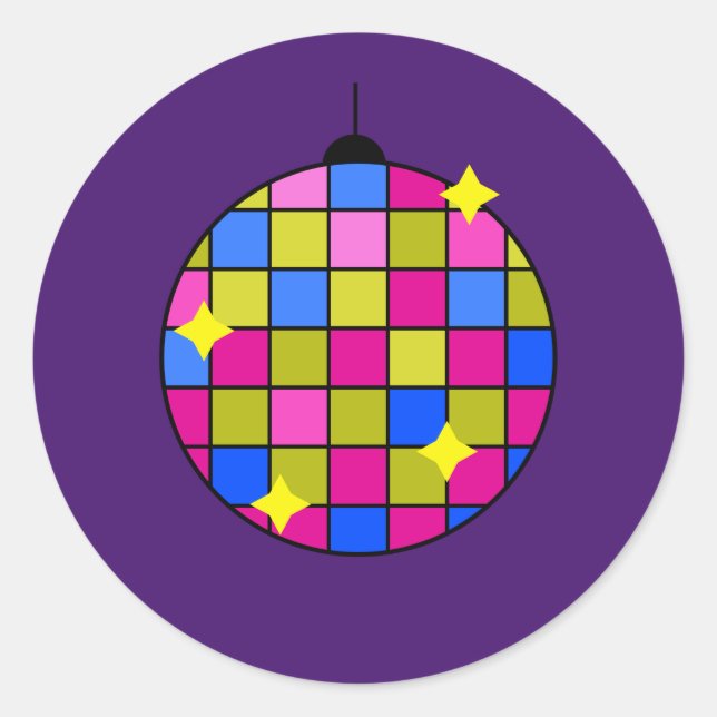 Sticker Rond soirée disco rétro seventies (Devant)