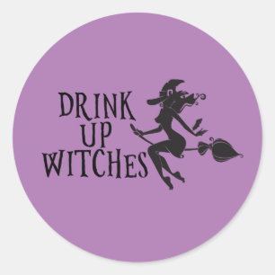 Sticker Rond Soirée Halloween entre sorcières