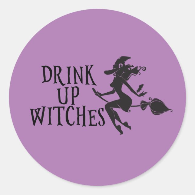 Sticker Rond Soirée Halloween entre Sorcières (Devant)