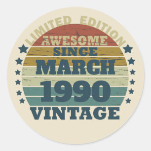 Sticker Rond Soirée personnalisée vintage de 35 ans