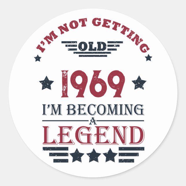Sticker Rond Soirée personnalisée vintage de 55 ans (Devant)
