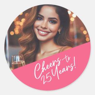 Sticker Rond Soirée photo personnalisée de 25 ans