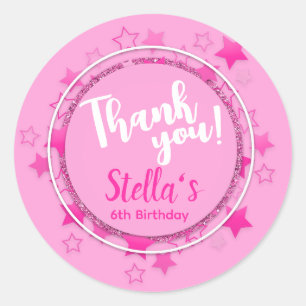 Sticker Rond Soirée poupée rose, Fille Anniversaire Favoriser