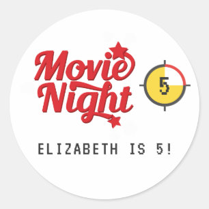 Sticker Rond Soirée Retro Movie Anniversaire