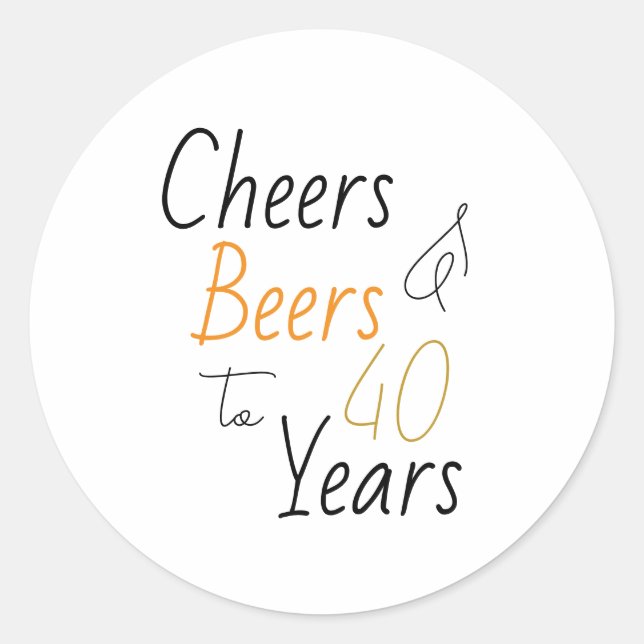 Sticker Rond Soirées et bières 40e anniversaire Mini fête (Devant)